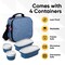 Superio Insulated Lunch Bag with Containers, Thermal Lined Lunch Box, Denim Blue